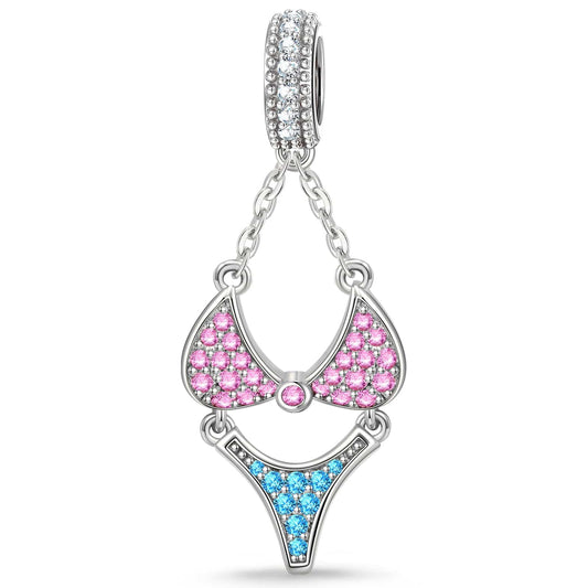 gona- Vacation and Bikini Tarnish-resistant Silver Dangle Charms In White Gold Plated