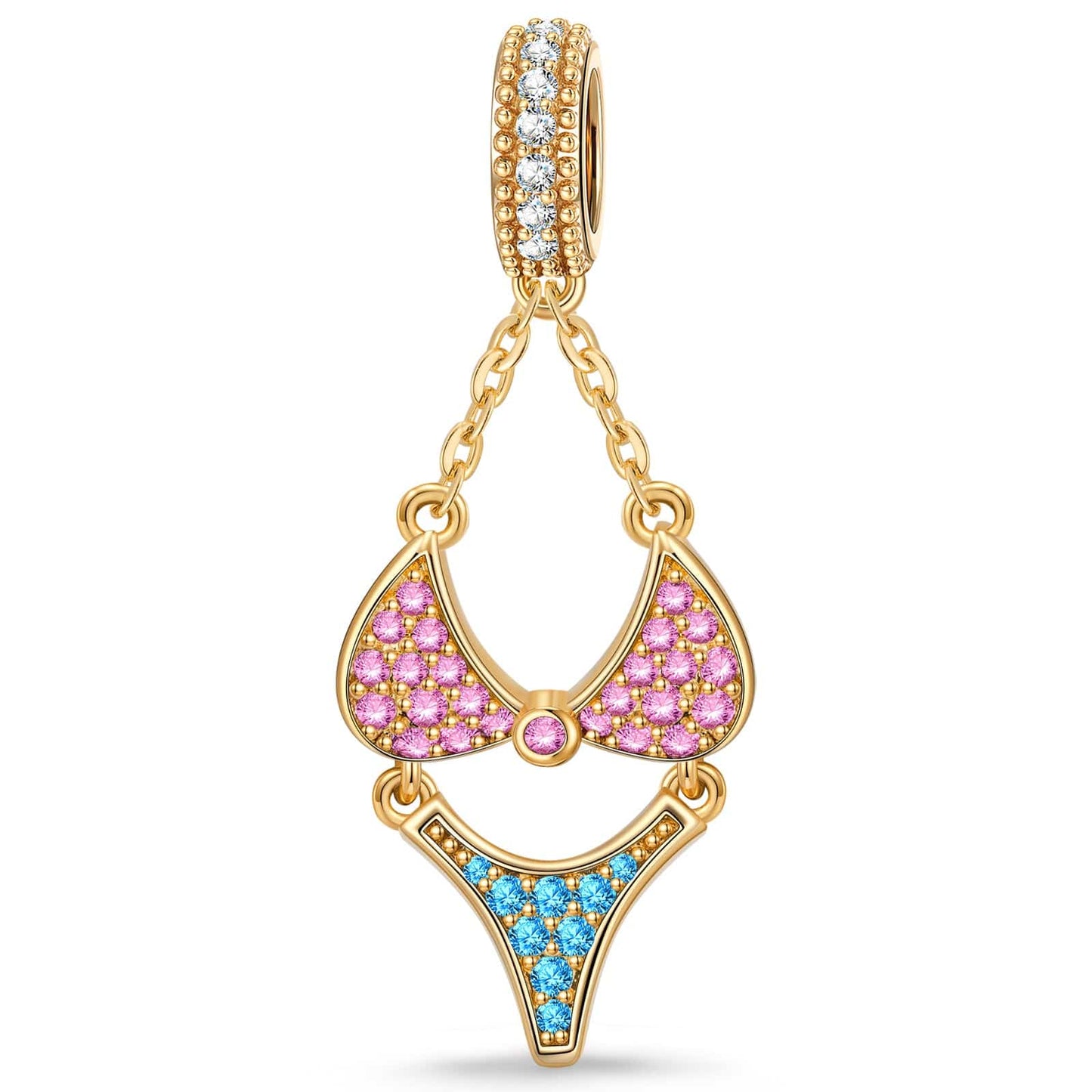 Vacation and Bikini Tarnish-resistant Silver Dangle Charms In 14K Gold Plated