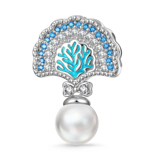 gona- Shells and Corals Tarnish-resistant Silver Dangle Charms With Enamel In White Gold Plated