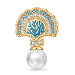 Shells and Corals Tarnish-resistant Silver Dangle Charms With Enamel In 14K Gold Plated