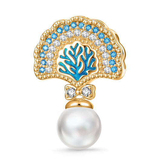 gona- Shells and Corals Tarnish-resistant Silver Dangle Charms With Enamel In 14K Gold Plated