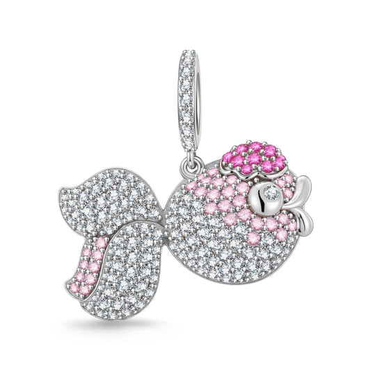 gona- Playful Goldfish Tarnish-resistant Silver Dangle Charms In White Gold Plated