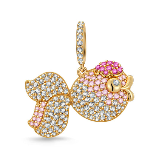 gona- Playful Goldfish Tarnish-resistant Silver Dangle Charms In 14K Gold Plated