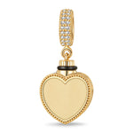Heart Memorial Urn Ashes Photo Pendant Tarnish-resistant Silver Dangle Charms In 14K Gold Plated
