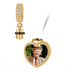 Heart Memorial Urn Ashes Photo Pendant Tarnish-resistant Silver Dangle Charms In 14K Gold Plated