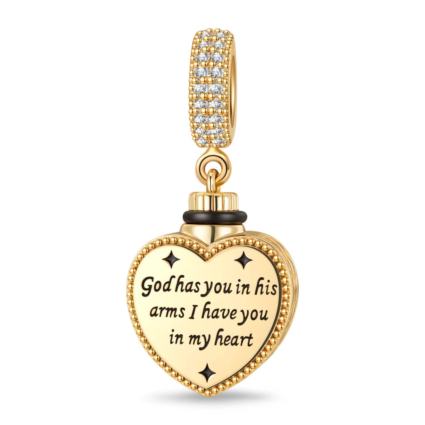 Heart Memorial Urn Ashes Photo Pendant Tarnish-resistant Silver Dangle Charms In 14K Gold Plated