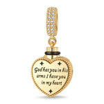 Heart Memorial Urn Ashes Photo Pendant Tarnish-resistant Silver Dangle Charms In 14K Gold Plated