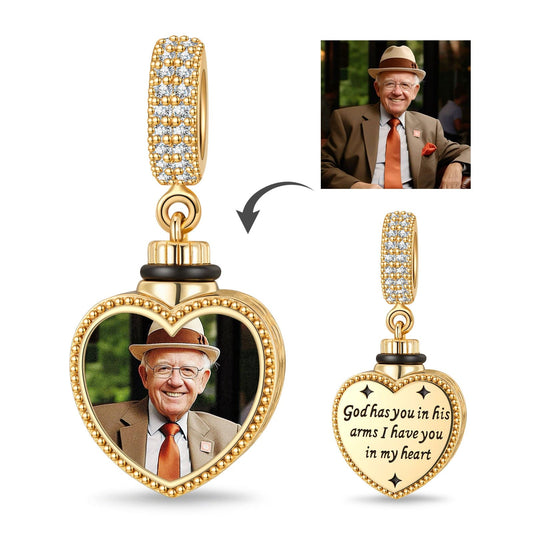 gona- Heart Memorial Urn Ashes Photo Pendant Tarnish-resistant Silver Dangle Charms In 14K Gold Plated