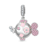 Adorable Fish Tarnish-resistant Silver Dangle Charms With Enamel In White Gold Plated