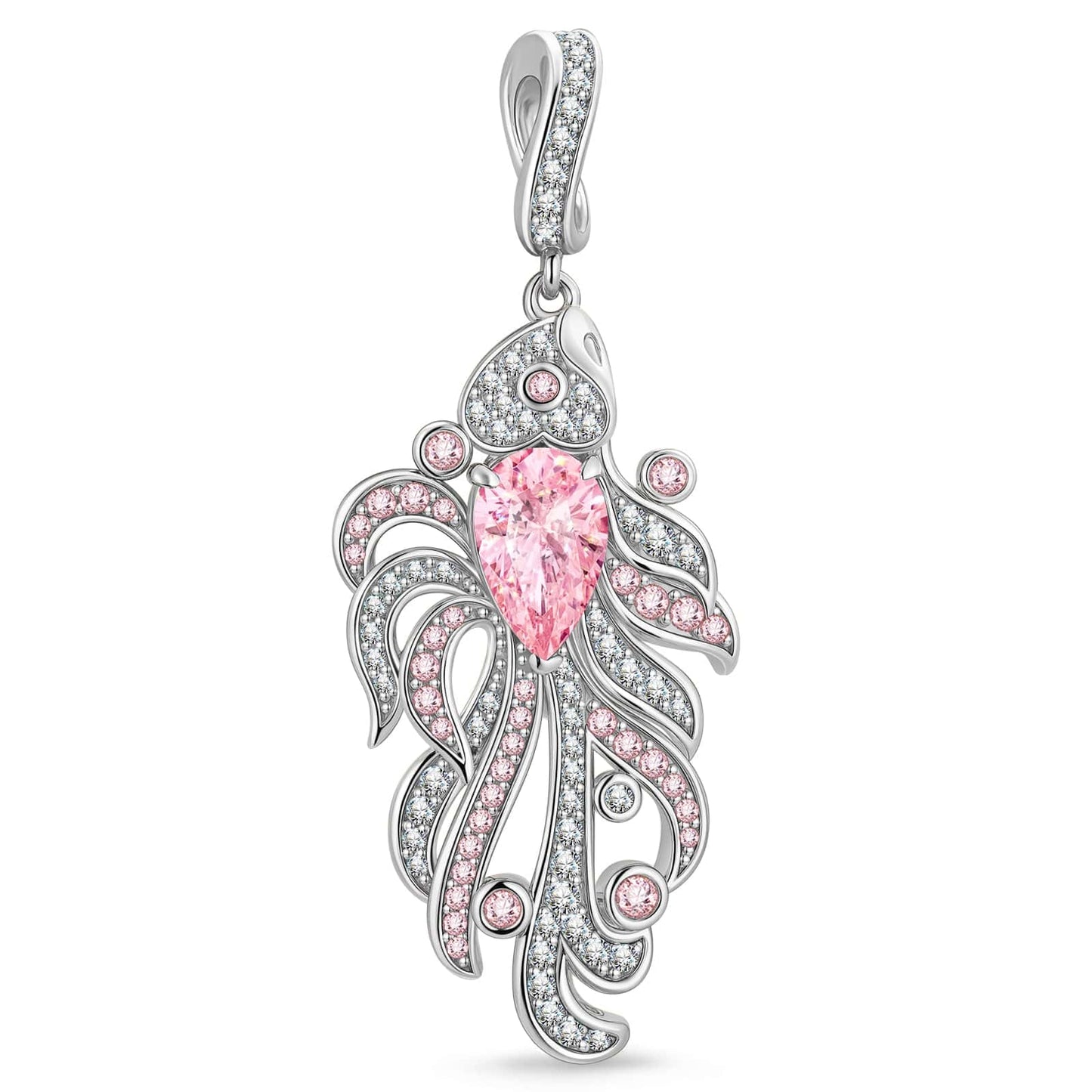 Colorful Guppy Tarnish-resistant Silver Dangle Charms In White Gold Plated
