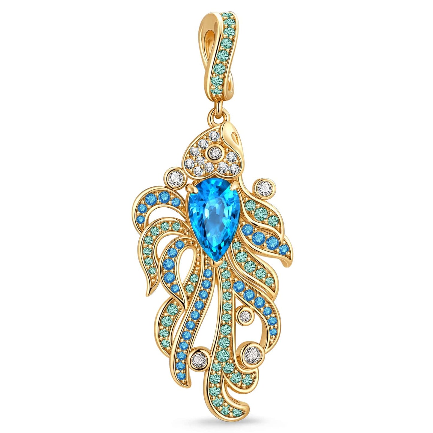Colorful Guppy Tarnish-resistant Silver Dangle Charms In 14K Gold Plated