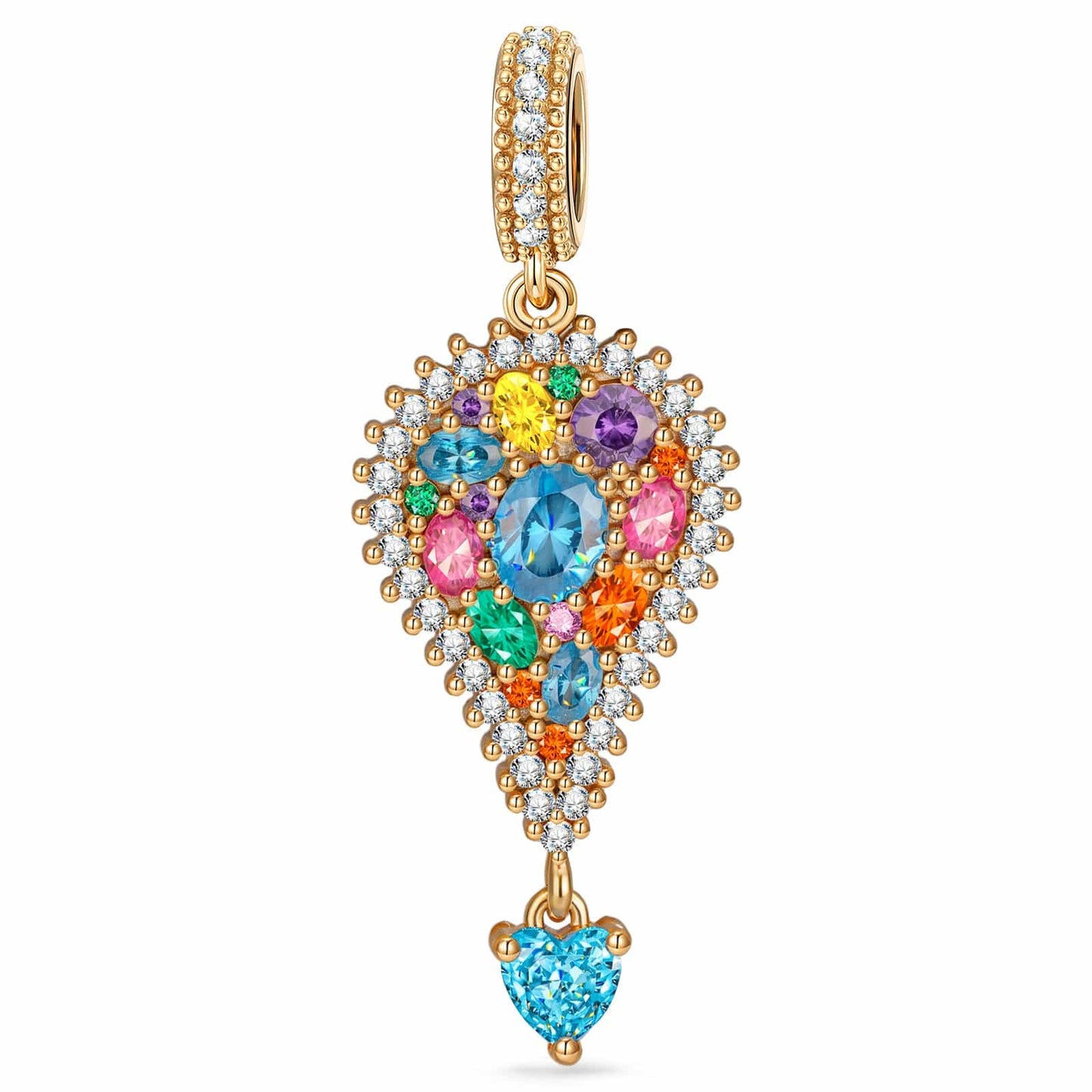 Chroma Balloon Tarnish-resistant Silver Dangle Charms In 14K Gold Plated
