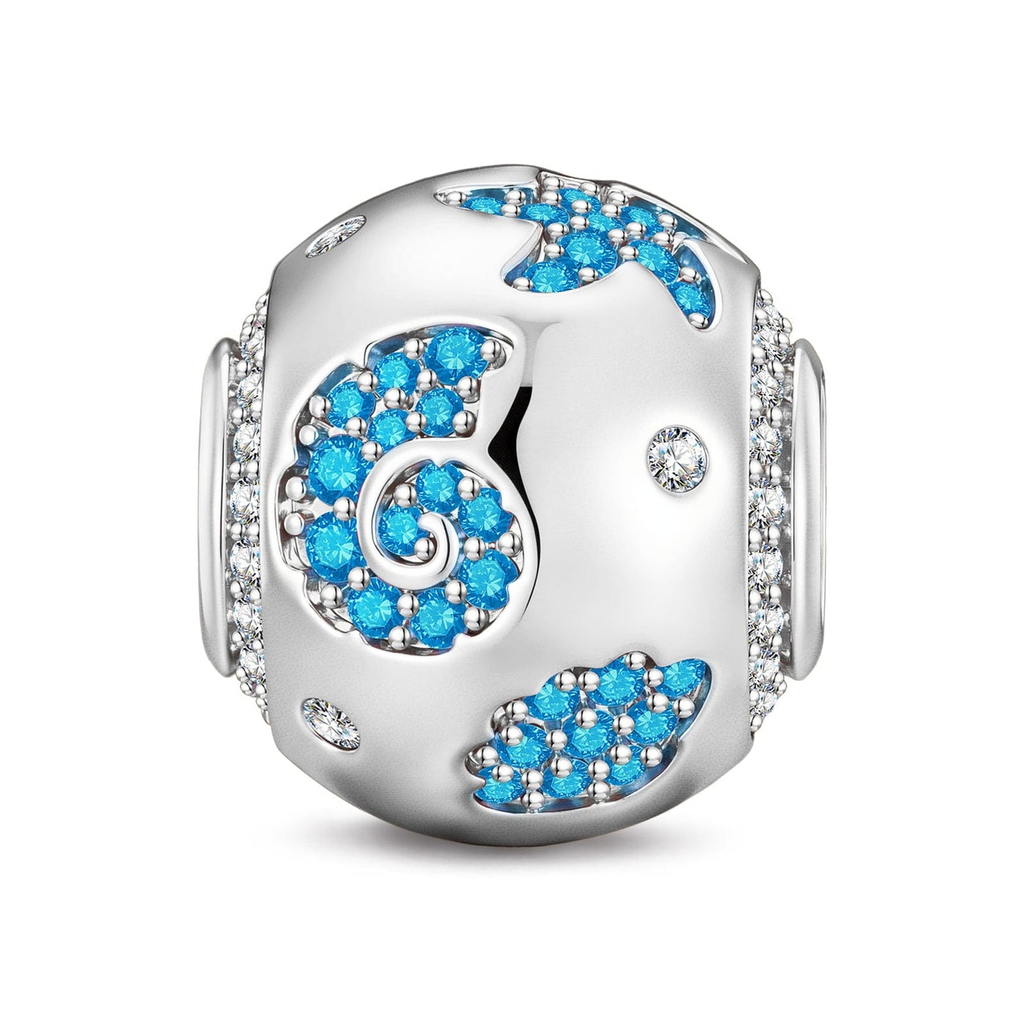 Sparkling Starfish Tarnish-resistant Silver Charms In White Gold Plated