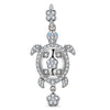 Serene Turtle Tarnish-resistant Silver Dangle Charms In White Gold Plated