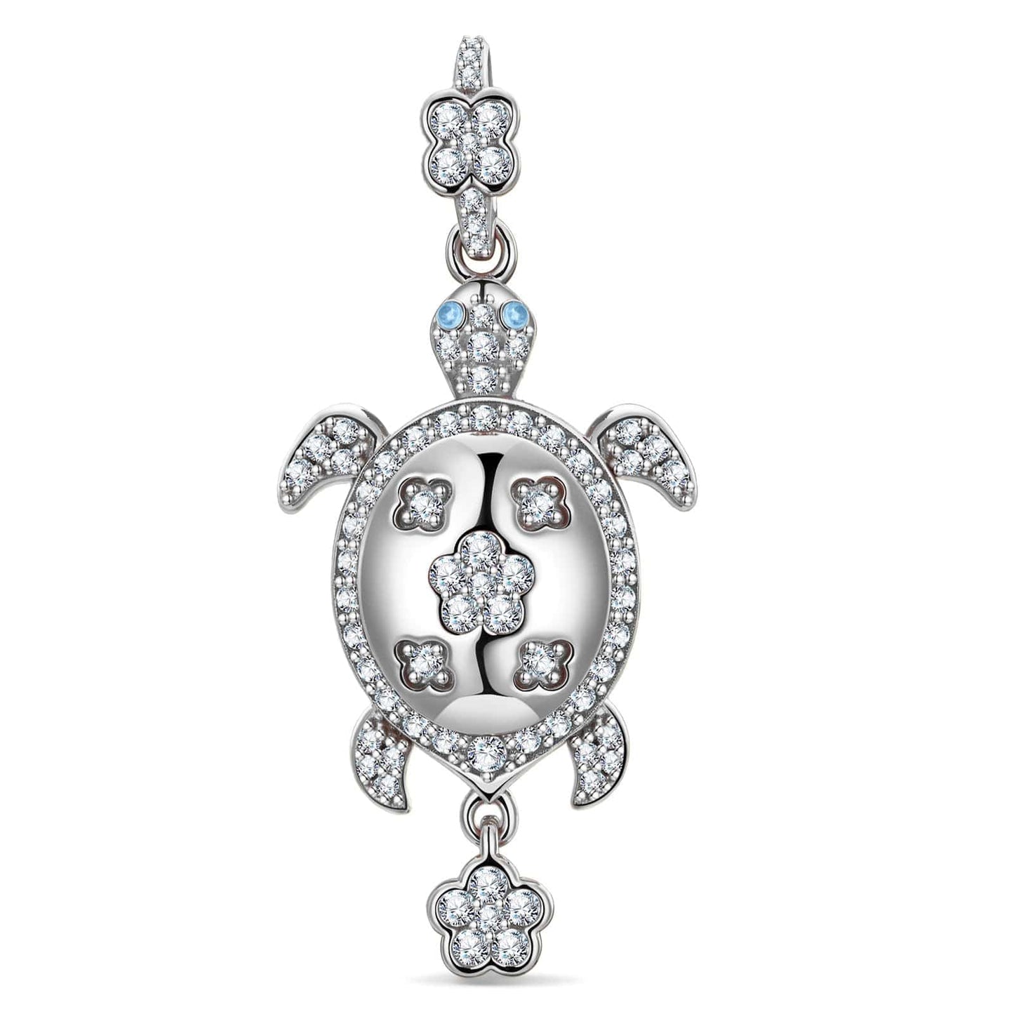 Serene Turtle Tarnish-resistant Silver Dangle Charms In White Gold Plated