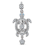 Serene Turtle Tarnish-resistant Silver Dangle Charms In White Gold Plated