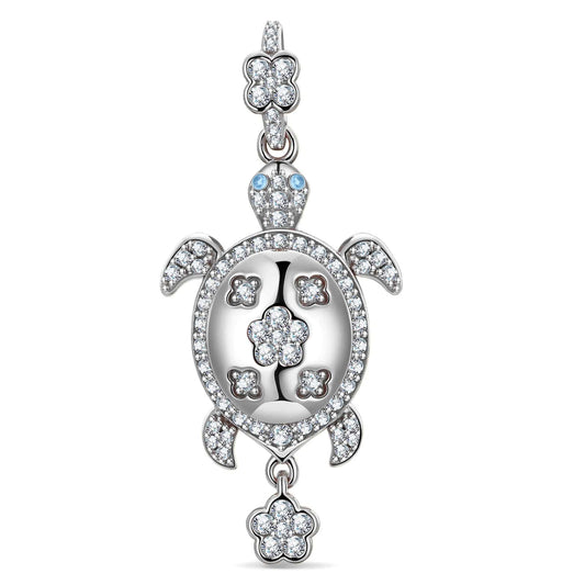 gona- Serene Turtle Tarnish-resistant Silver Dangle Charms In White Gold Plated
