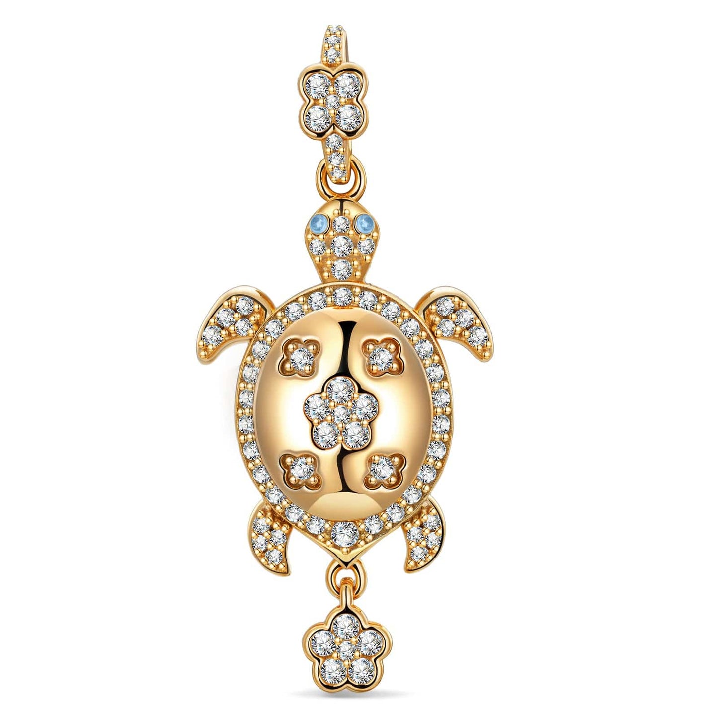 Serene Turtle Tarnish-resistant Silver Dangle Charms In 14K Gold Plated