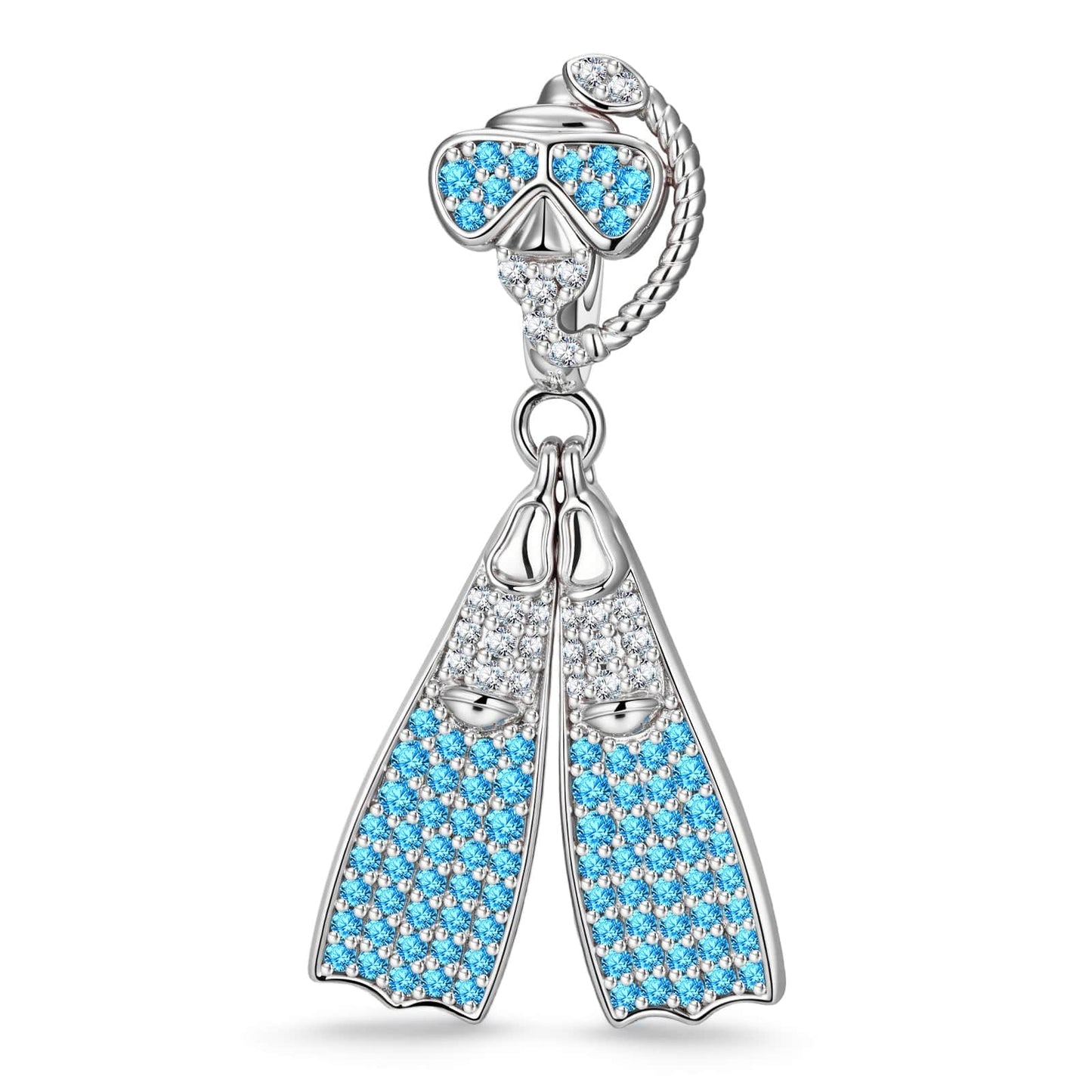 Diving Outfit Tarnish-resistant Silver Dangle Charms In White Gold Plated