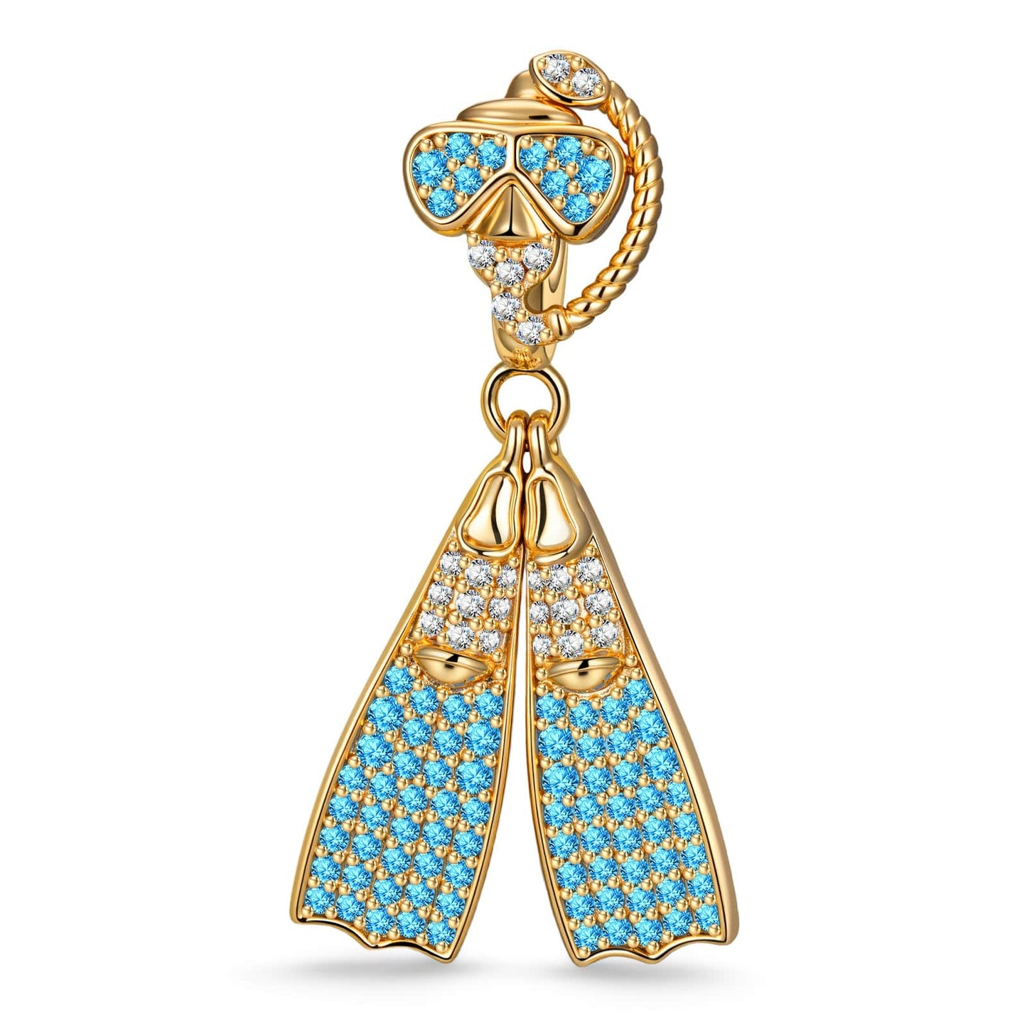 Diving Outfit Tarnish-resistant Silver Dangle Charms In 14K Gold Plated