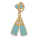 Diving Outfit Tarnish-resistant Silver Dangle Charms In 14K Gold Plated