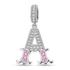 Letter A Tarnish-resistant Silver Dangle Charms In White Gold Plated