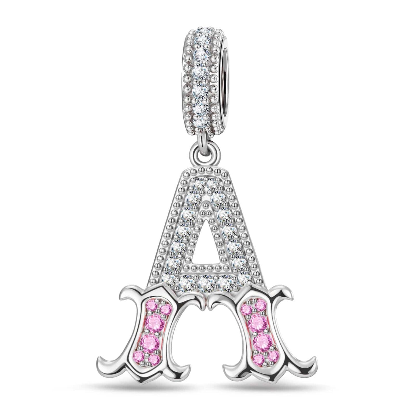 Letter A Tarnish-resistant Silver Dangle Charms In White Gold Plated