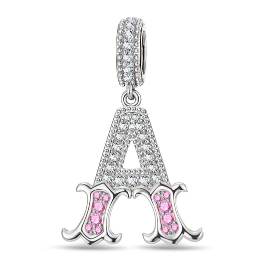 gona- Letter A Tarnish-resistant Silver Dangle Charms In White Gold Plated