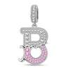 Letter B Tarnish-resistant Silver Dangle Charms In White Gold Plated