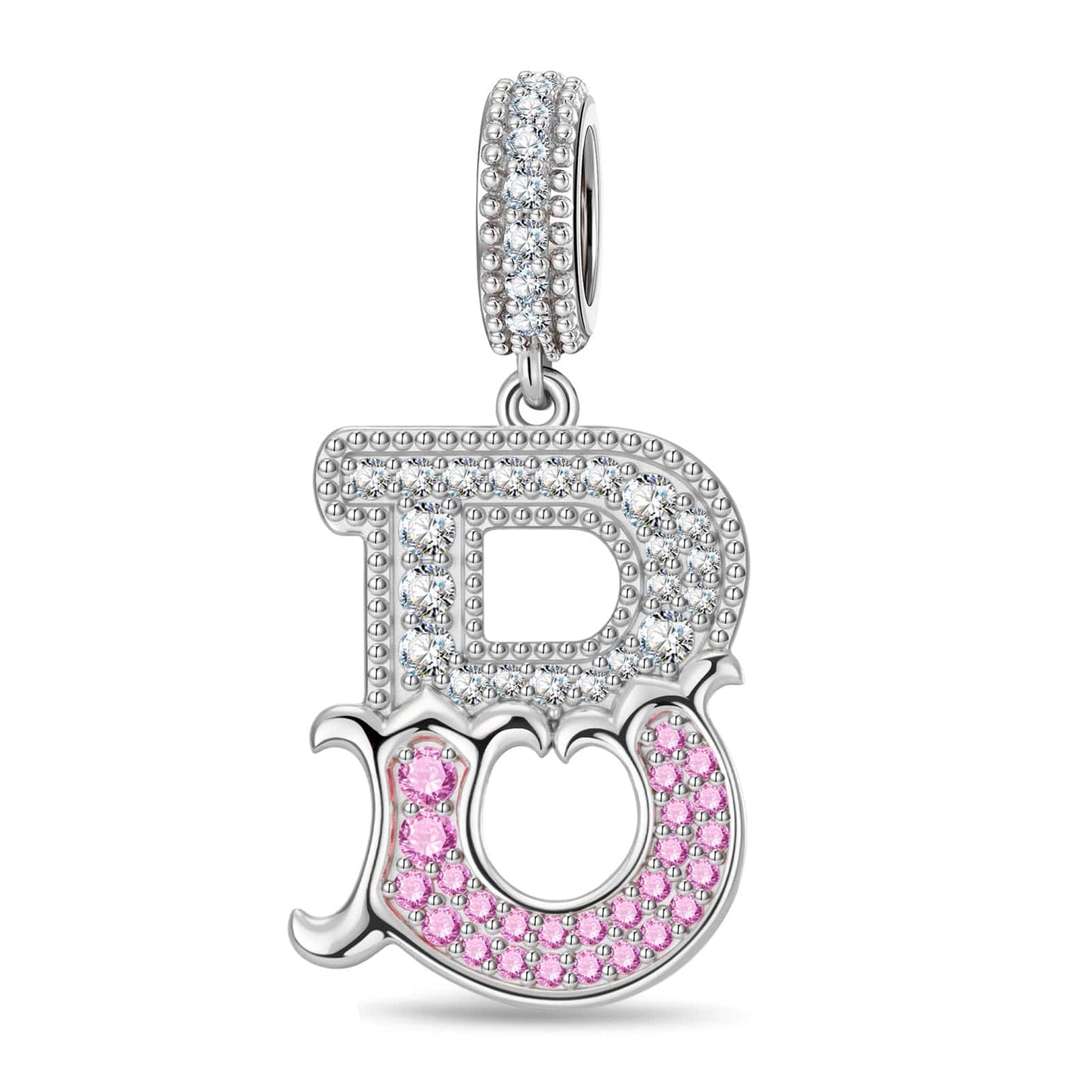 Letter B Tarnish-resistant Silver Dangle Charms In White Gold Plated
