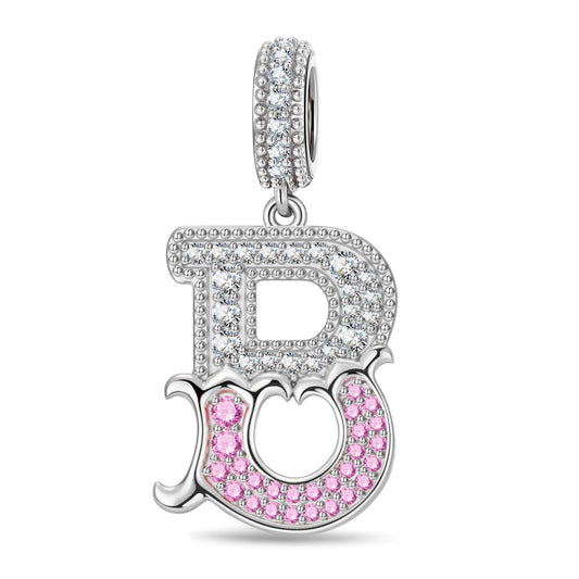 gona- Letter B Tarnish-resistant Silver Dangle Charms In White Gold Plated