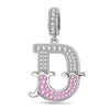 Letter D Tarnish-resistant Silver Dangle Charms In White Gold Plated