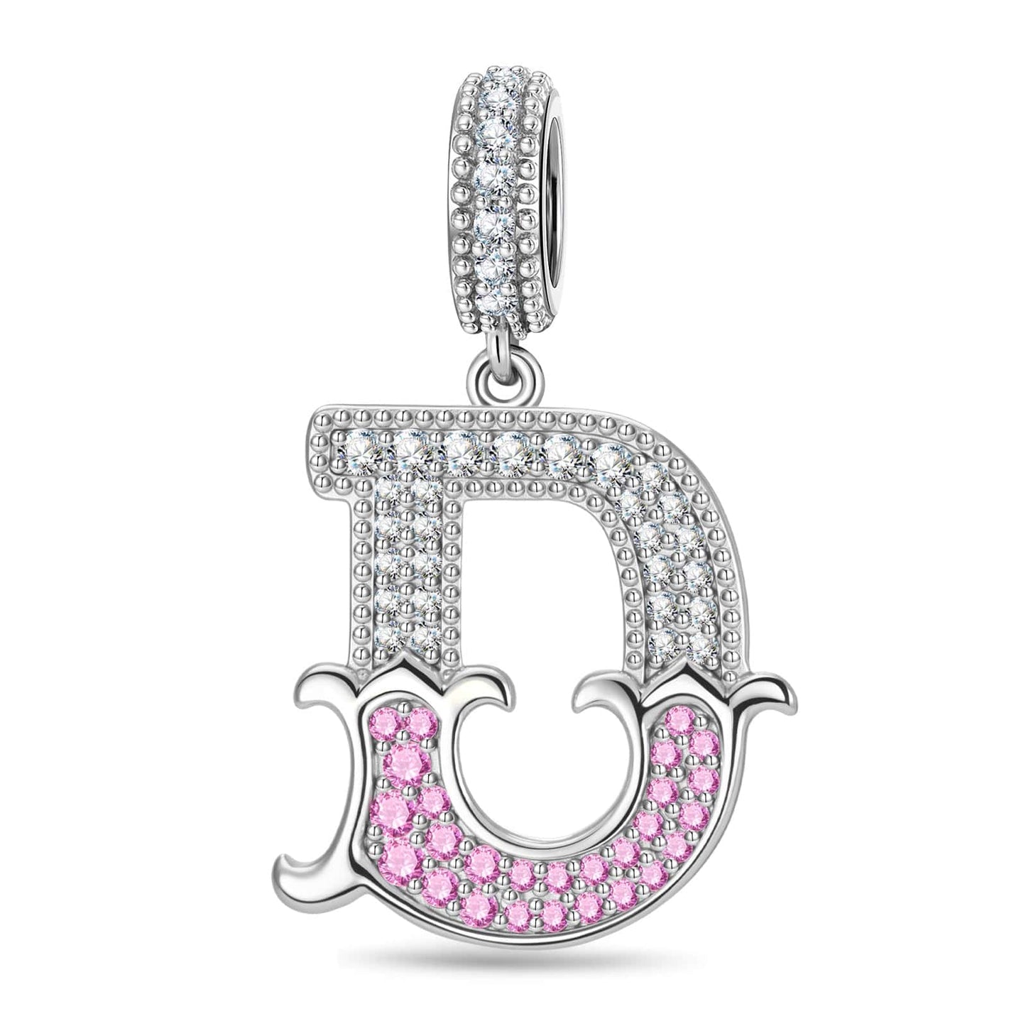 Letter D Tarnish-resistant Silver Dangle Charms In White Gold Plated