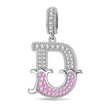 Letter D Tarnish-resistant Silver Dangle Charms In White Gold Plated