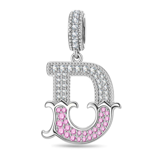 gona- Letter D Tarnish-resistant Silver Dangle Charms In White Gold Plated