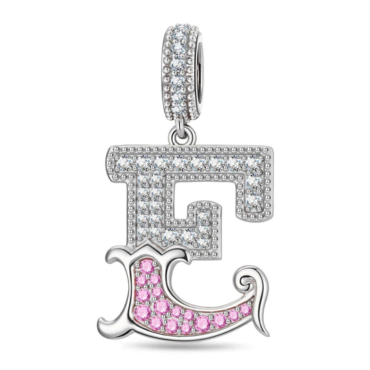 gona- Letter E Tarnish-resistant Silver Dangle Charms In White Gold Plated