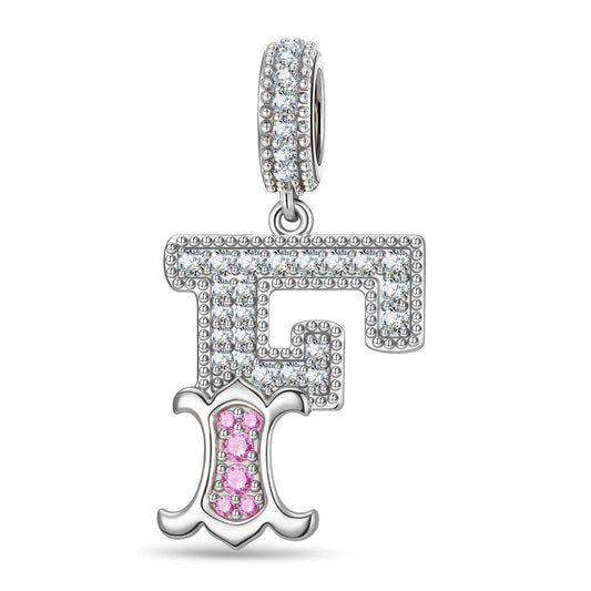 gona- Letter F Tarnish-resistant Silver Dangle Charms In White Gold Plated