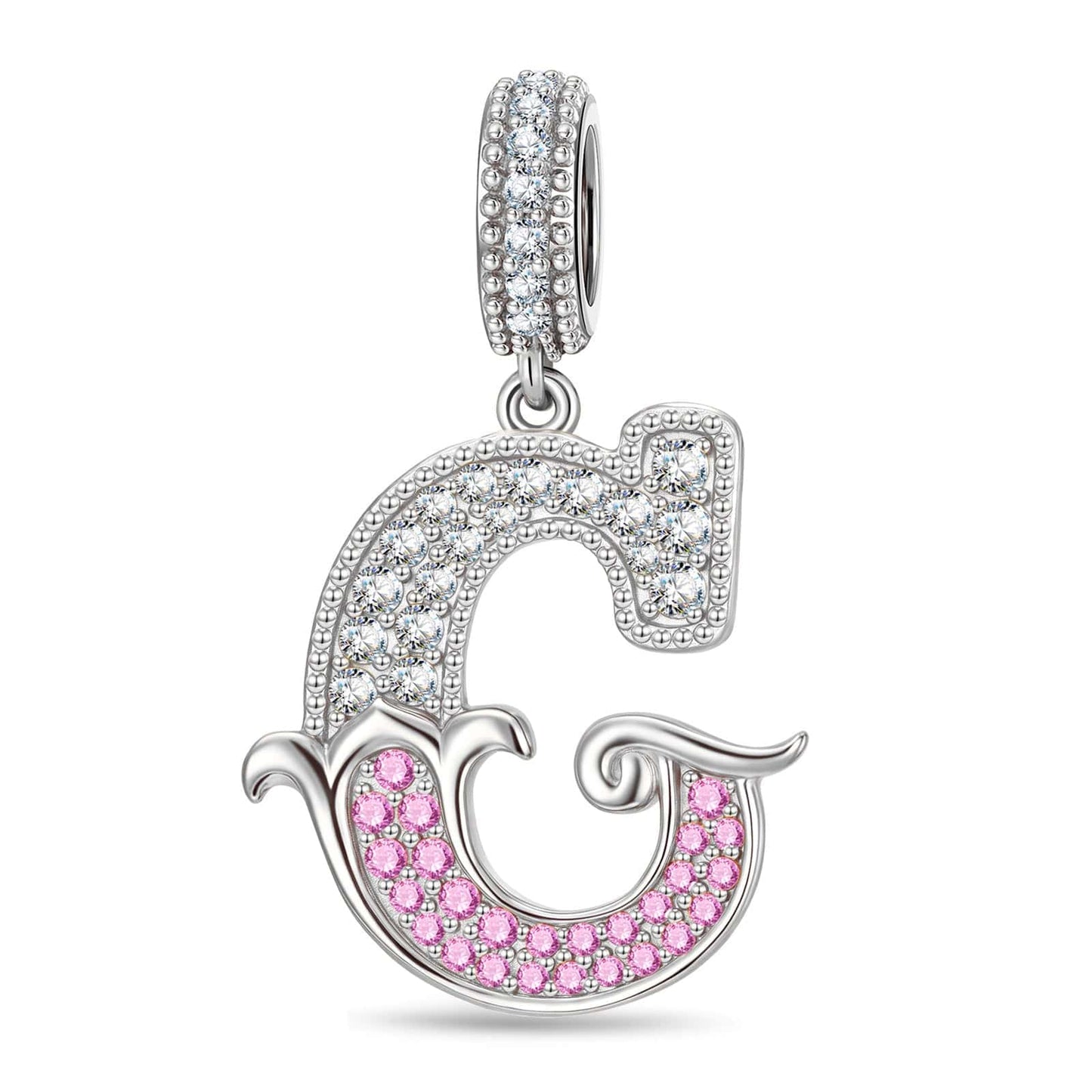 Letter G Tarnish-resistant Silver Dangle Charms In White Gold Plated