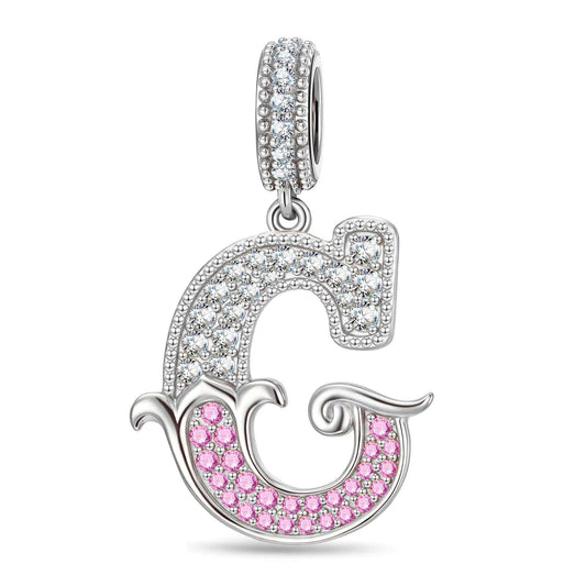 gona- Letter G Tarnish-resistant Silver Dangle Charms In White Gold Plated