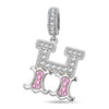 Letter H Tarnish-resistant Silver Dangle Charms In White Gold Plated