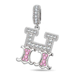 Letter H Tarnish-resistant Silver Dangle Charms In White Gold Plated