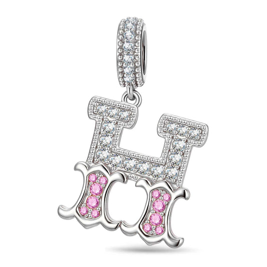 gona- Letter H Tarnish-resistant Silver Dangle Charms In White Gold Plated