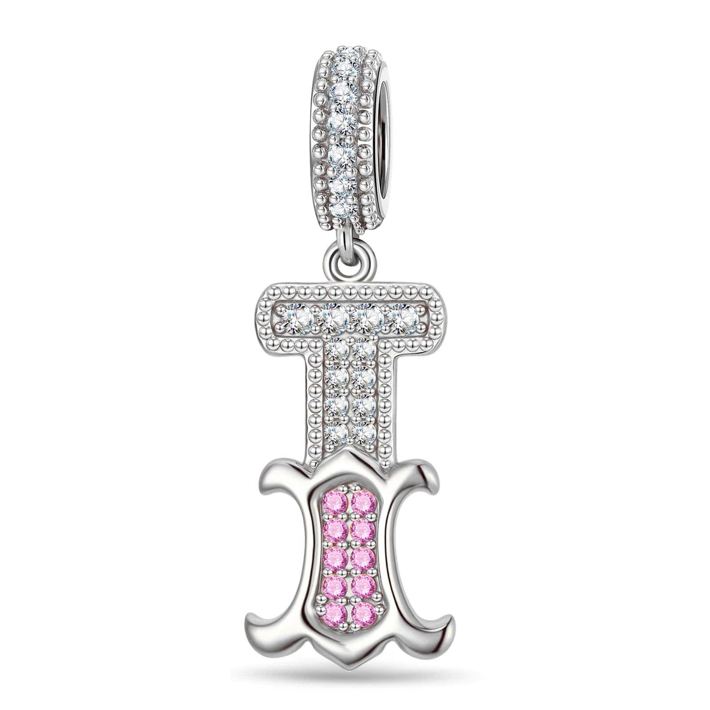 Letter I Tarnish-resistant Silver Dangle Charms In White Gold Plated