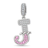 Letter J Tarnish-resistant Silver Dangle Charms In White Gold Plated