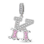 Letter K Tarnish-resistant Silver Dangle Charms In White Gold Plated