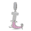 Letter L Tarnish-resistant Silver Dangle Charms In White Gold Plated