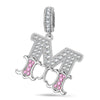Letter M Tarnish-resistant Silver Dangle Charms In White Gold Plated