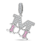 Letter M Tarnish-resistant Silver Dangle Charms In White Gold Plated