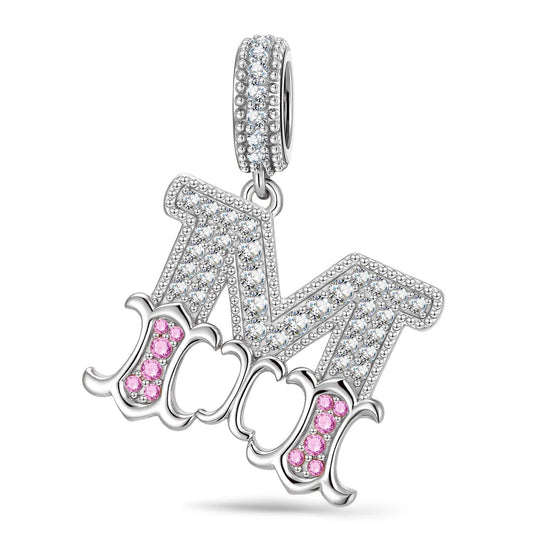 gona- Letter M Tarnish-resistant Silver Dangle Charms In White Gold Plated