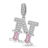 Letter N Tarnish-resistant Silver Dangle Charms In White Gold Plated